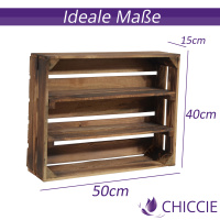 3 Set Holzregal Schmalhanz 50x40x15cm Geflammt 2x langes Regal