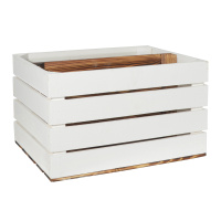 2 Set Holzkiste Grete Geflammt Weiß 50x40x30cm Langes Regal Weinkiste