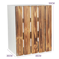 3 Set Holzkiste Grete Geflammt Weiß 50x40x30cm 2x Kurzes Regal Weinkiste