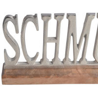 Holz Schmuseecke Schriftzug Silber 47x14cm