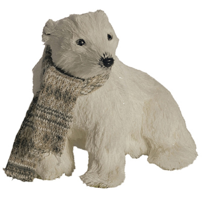 Eisb&auml;r Schal &amp; Glitzer Hartschaum 18cm Weihnachtsdeko Tierfigur