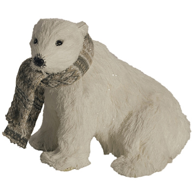 Eisb&auml;r Schal &amp; Glitzer Hartschaum 18cm Weihnachtsdeko Tierfigur