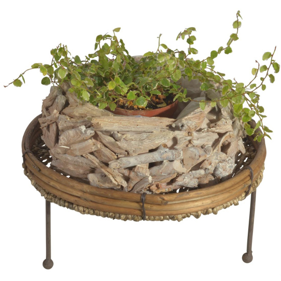 Runder Pflanzenhocker Aus Holz 18x18x15cm - Bonsai Ständer Rustikal