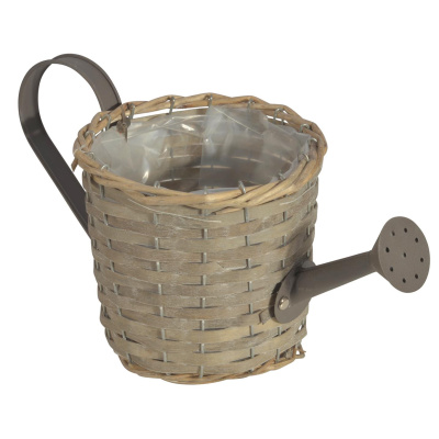 Pflanzenkorb Giekanne Grau Aus Rattan 16cm Mit Einsatz Pflanzschale