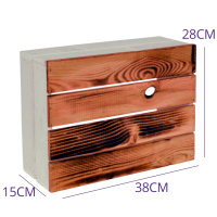 4 Set Holzkiste Grete 38x28x15cm Geflammt Weiß Dekokiste Weinkiste