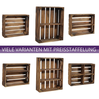 Holzregal Schmalhanz 50x40x15cm Geflammt 2x kurzes Regal