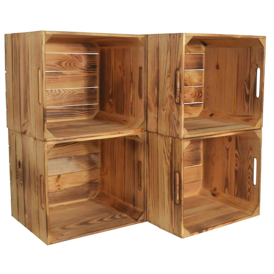 4 Set Kallax Holzkiste Karl Aufbewahrungsbox Geflammt 33x38x33cm Aufbewahrungskorb Schubladenbox Holz Regal