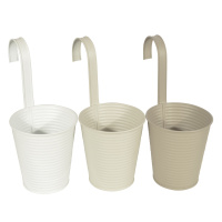 3 Set Eisen Balkont&ouml;pfe 14cm Beige Wei&szlig; Braun Blument&ouml;pfe T&ouml;pfe Blumen