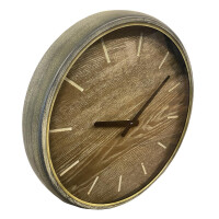 Wanduhr aus Metall und Holz Grau Braun Durchmesser 40cm K&uuml;chenuhr Uhr