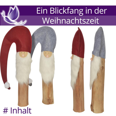 2 Set Weihnachtsmann Rot &amp; Grau Auf Holzsockel 70cm Weihnachts Wichtel Weihnachtsdeko