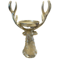 Kerzenhalter Hirsch Gold Aus Metall 33cm Hirschkopf Teelichthalter Hirschfigur DekofigurRentier