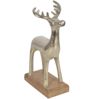 Holz Hirsch Figur Silber 27cm