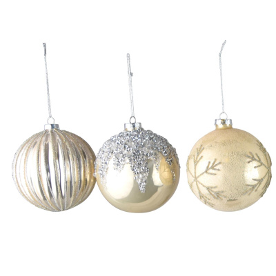 6 Set Weihnachtskugeln Gold Glas 10cm Christbaumkugeln