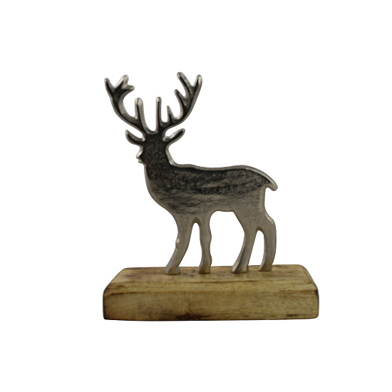 Holz Hirsch Figur Silber 18cm