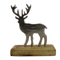 Holz Hirsch Figur Silber 18cm