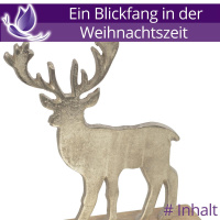 Holz Hirsch Figur Silber 18cm