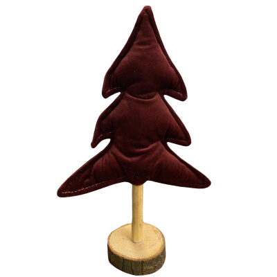 3 Set Weihnachtsbaum Rot Aus Stoff Auf Holzsockel 27cm...
