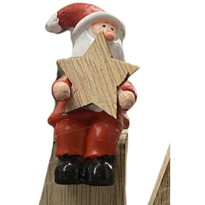 Aufsteller XMAS Holz 26cm Weihnachtsmann Stern Naturdeko...