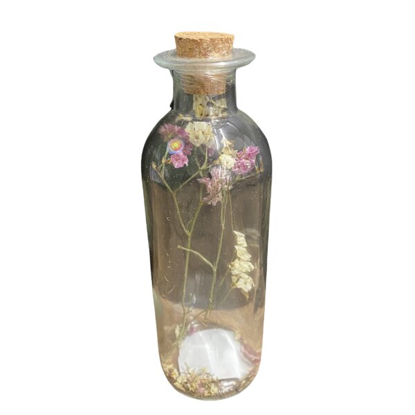 CHICCIE Flasche Glas Trockenblumen 18cm - Deko Dekoration Dekoglas Blumen