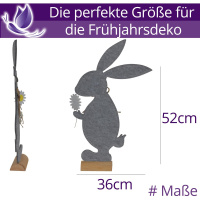 Hase Holz Sockel Grau 52cm Osterdeko Fr&uuml;hlingsdeko Dekofigur