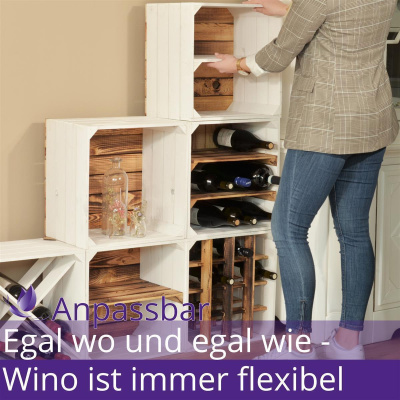 Weinregal Wino aus Holz Wei&szlig; 2x Regal