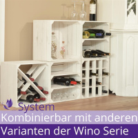 Weinregal Wino aus Holz Wei&szlig; Geflammt 1x Regal