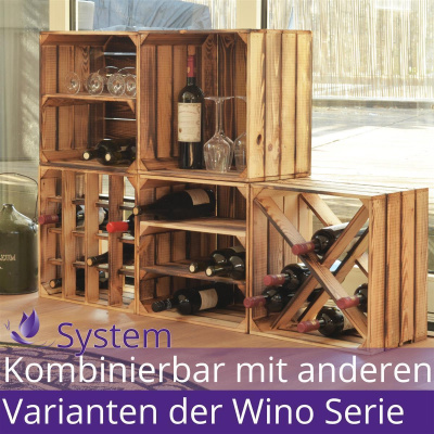 Weinregal Wino aus Holz Geflammt Wei&szlig; 1x Regal