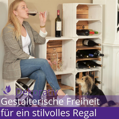 Weinregal Wino aus Holz Geflammt Wei&szlig;xRegal