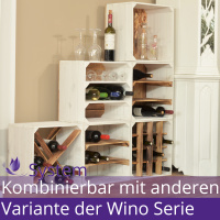 Weinregal Wino aus Holz Geflammt Wei&szlig; mit Regalbrett